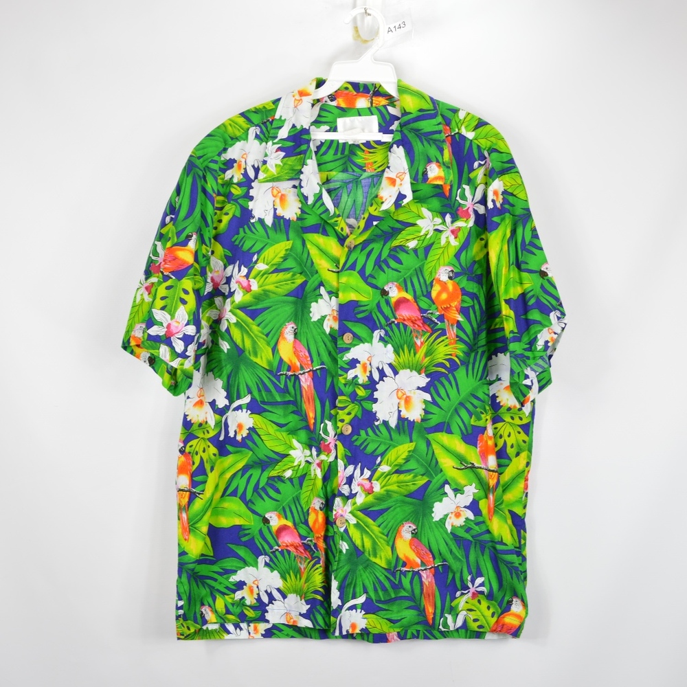 Vintage Howe Mens Large Hawaiian Shirt Parrots